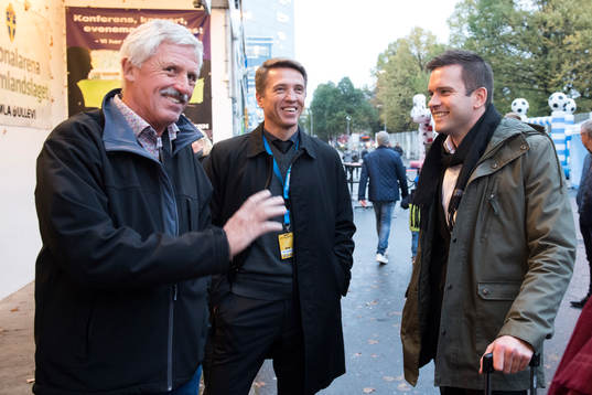 IFK Göteborgs ordförande Frank Andersson, sportchef Mats Gren och idrottsminister Idrottsminister Gabriel Wikström