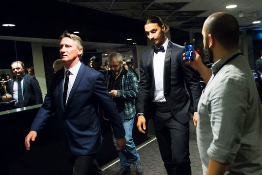 Landslagets säkerhetschef Jan Gustavsson och Zlatan Ibrahimovic