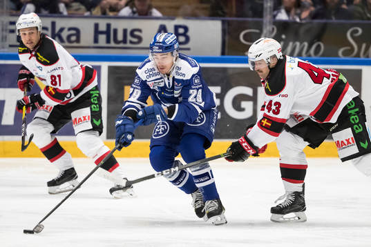 Leksands Tobias Forsberg och Malmö Redhawks Nichlas Hardt