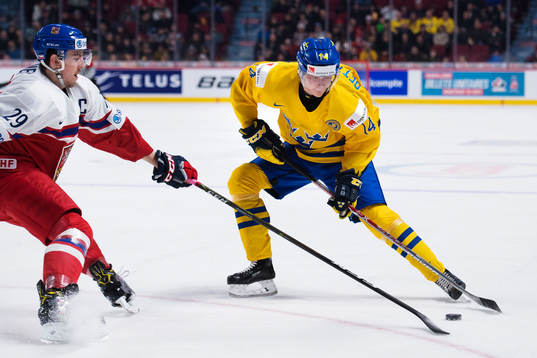 Tjeckiens Filip Hronek och Sveriges Elias Pettersson