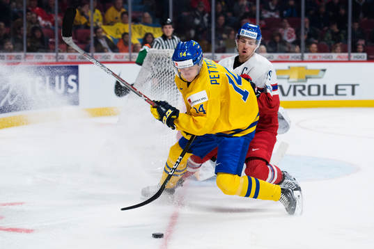 Sveriges Elias Pettersson och Tjeckiens Filip Hronek