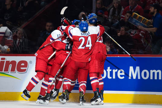 Tjeckiens spelare jublar