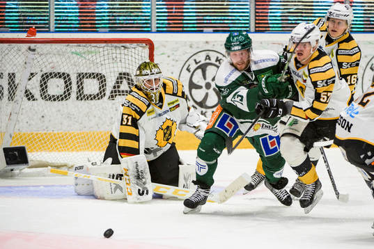 Skellefteås målvakt Joni Ortio Färjestads Linus Persson