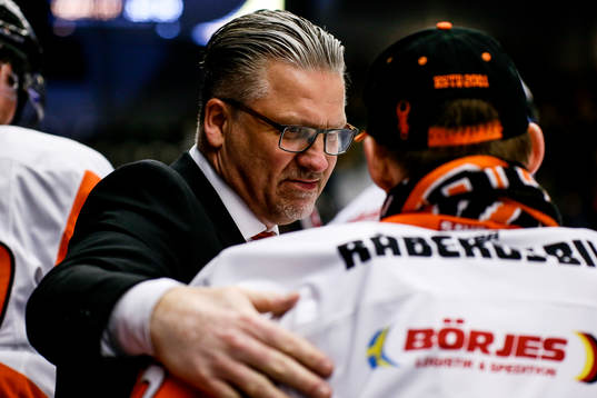 Karlskronas tränare Per Hånberg och målvakt Johan