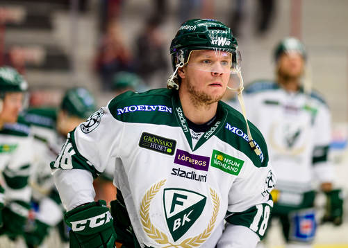 Färjestads Andreas Jämtin på uppvärmningen