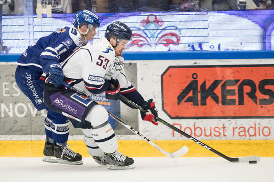 Leksands Martin Karlsson och Linköpings Eddie Larsson i