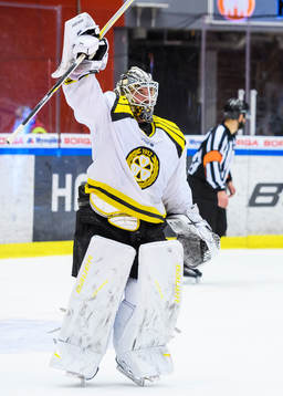 Brynäs målvakt David Rautio jublar