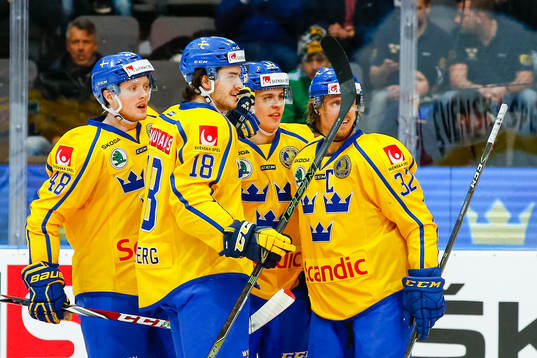 Sveriges spelare jublar