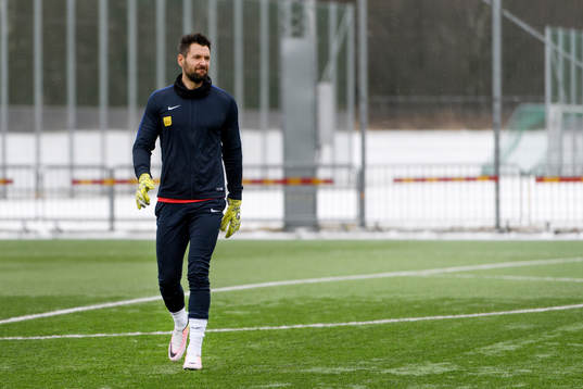 Örgrytes målvakt Stojan Lukic före fotbollsmatchen i