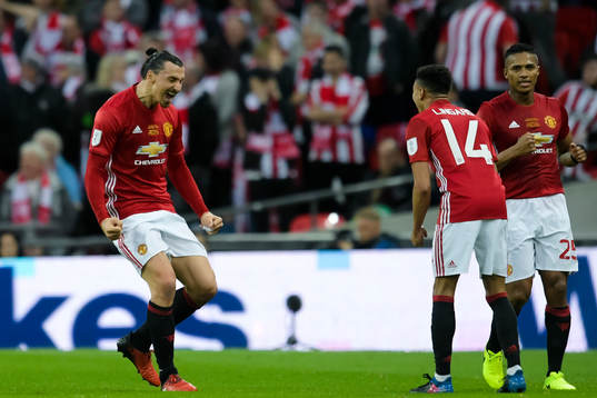Manchester Uniteds Zlatan Ibrahimovic, Jesse Lingard och