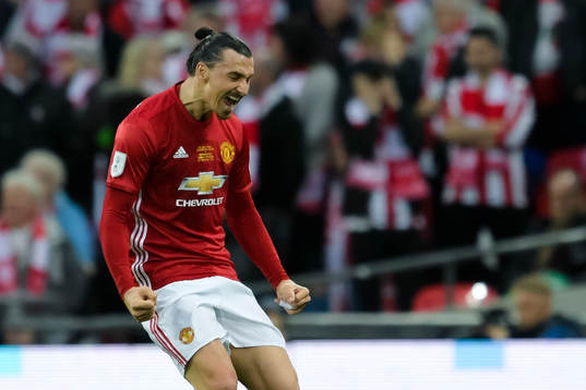Manchester Uniteds Zlatan Ibrahimovic jublar