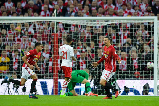 Manchester Uniteds Zlatan Ibrahimovic, Jesse Lingard och