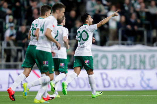 Hammarbys Jiloan Hamad jublar efter 2-2