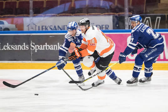 Karlskronas Emil Larsson och Leksands Joe Piskula och