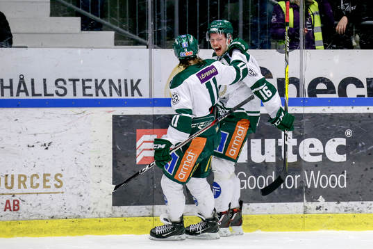 Färjestads Alexander Johansson och Joakim Nygård jublar