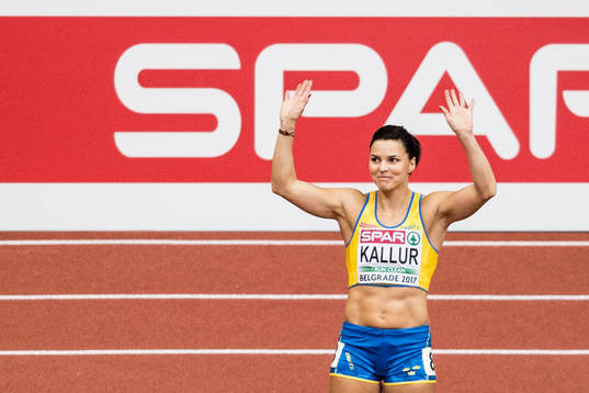 Sveriges Susanna Kallur, tävlar i damernas försök 60m häck
