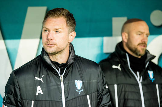 Malmö FFs tränare Magnus Pehrsson och assisterande tränare Olof Persson