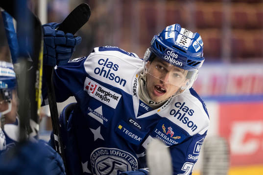 Leksands Eric Castonguay i ishockeymatchen i SHL mellan