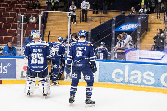 Leksands målvakt Atte Engren och Mattias Ritola och Joseph