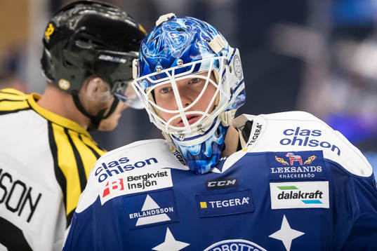 Leksands målvakt Atte Engren i ishockeymatchen i SHL