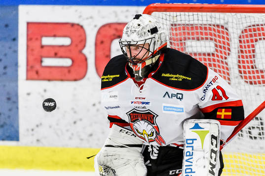 Malmö Redhawks målvakt Cristopher Nihlstorp fokuserar på