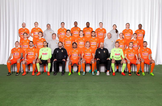 Kristianstad poserar för en lagbild den 16 mars 2017 i Kristianstad. Bakre ledet fr. v. Emil Åberg, Truls Verngren, lagledare Josef Kazanztidis, Fredrik Widlund, Omar Dampha, Saikou Jawneh, Jesper Modig, sjukgymnast Tinna Antonsdottir, Niklas Jönsson, Nahom Girmai. Mittenledet fr. v. Erik Eichmüller, Bjarni Mark Antonsson, materialförvaltare Arne Velander, Robin Clason, Elias Åberg, Paulo Ipolito, lagledare Lars Levin, André Kamp, Michael Baggner. Sittande fr. v. Anton Bloom, Andreas Grahm, Sixten Mohlin, tränare Joakim Persson, Antonio Rojas, Oliver Ekroth, assisterande tränare/sportchef Anders Swahn, Joel Hallgren, Martin Rudolfsson, Albert Ejupi.