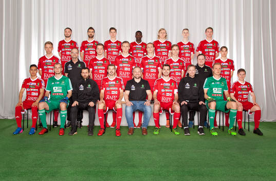 Skövde poserar för en lagbild den 20 mars 2017 i Skövde. Bakre ledet fr. v. Ryan Masch, Bilos Yonakhir, John Hallstensson, Bubacarr Jobe, Oscar Engelmark, Alexander Gerhardsson, Rasmus Örqvist. Mittenledet fr. v. Hannes Fritzson, Kjell Larsson, Emil Eriksson, Viktor Granath, Gustav Granath, Villiam Granath, Marcus Peterson, Pontus Fredriksson. Sittande fr. v. Henrik Lara Rodriguez, Markus Fröjd, Charbel Abraham, Oskar Mårtensson, Per Åstemo, Andreas Uusitalo, Johan Åhnborg, Filip Broberg, Simon Lundell.