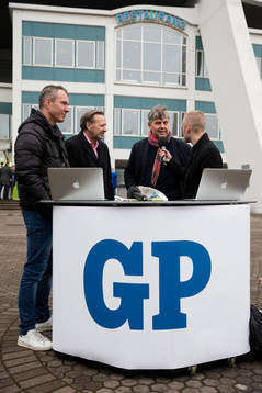 Göteborgs-Postens Mattias Balkander, tidigare IFK Göteborg spelarna Dan Corneliusson, Thomas Wernerson och Göteborgs-Postens Anders Abrahamsson i GP-TV innan fotbollsmatchen i allsvenskan mellan IFK Göteborg och Malmö FF den 1 april 2017 i Göteborg.
