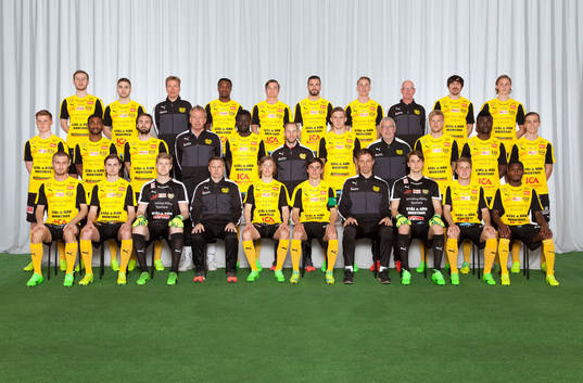 Mjällby poserar för en lagbild den 4 april 2017 i Mjällby. Bakre ledet fr. v. Oskar Svensson, Merza Halvadzic, Benny Johansson, Gabriel Frimpong, Anton Jonsson, Granit Stigova, Joel Enarsson, Ronny Ryberg, Daniel Ivanovski, Axel Jirdorf. Mittenledet fr. v. Philip Persson, Izuchukwa Emhe, Oskar Sverreisson, Hans Larsson, Mohamed Mbye, Johan Kristofersson, Axel Andersson, Jan Hallberg, David Löfqvist, Emanuel Okine. Sittande fr. v. Kevin Karlsson, Axel Nore, Jesper Johansson, Jonas Andersson, Axel Ryden, Jesper Gustavsson, Mattias Asper, Oskar Ekman, Joel Nilsson, Mamado Moro.