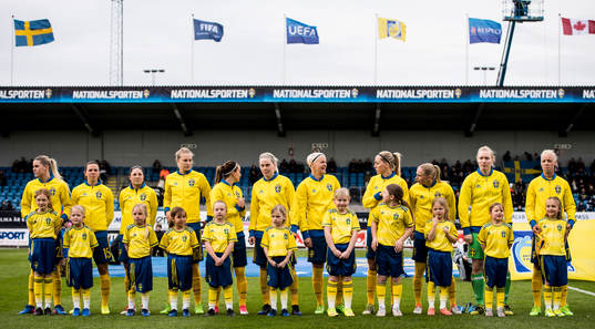 Knattar framför Sveriges spelare vid lineup