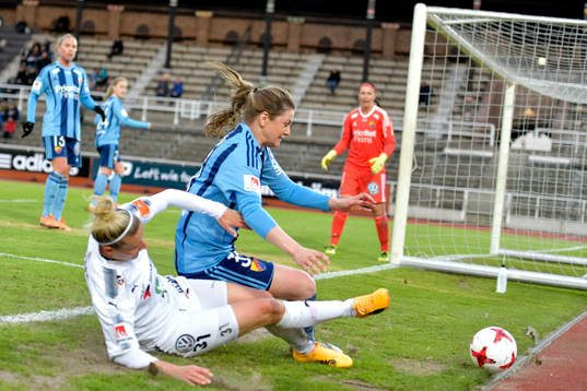 Djurgårdens Kim Sundlöv och Rosengårds Anja Mittag i en