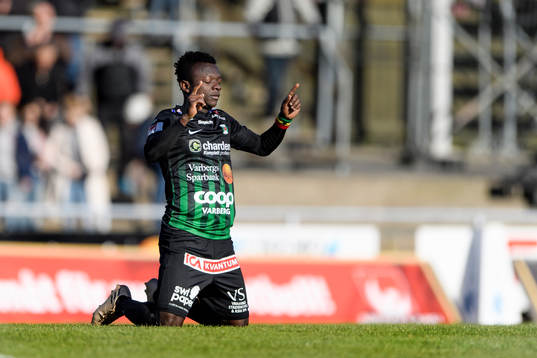 Varbergs Thomas Boakye jublar