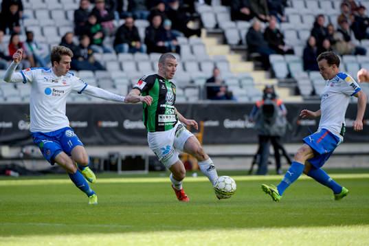 Helsingborgs Adam Eriksson och Anton Wede och GAIS James