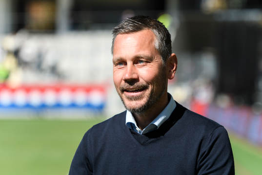 Örgrytes tränare Marcus Lantz innan fotbollsmatchen i Superettan mellan Örgryte och Östers den 1 maj 2017 i Göteborg.