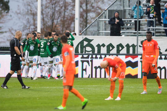 Jönköpings spelare jublar