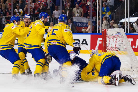 Sveriges spelare med John Klingberg, Elias Lindholm, Oliver