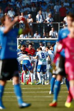 Norrköpings målvakt Michael Langer peppar laget innan