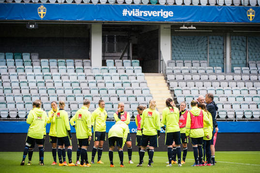 Delar av laget samlas