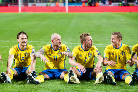 Sveriges Albin Ekdal, John Guidetti, Sebastian Larsson och