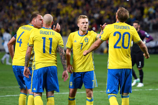 Sveriges Andreas Granqvist, John Guidetti, Sebastian