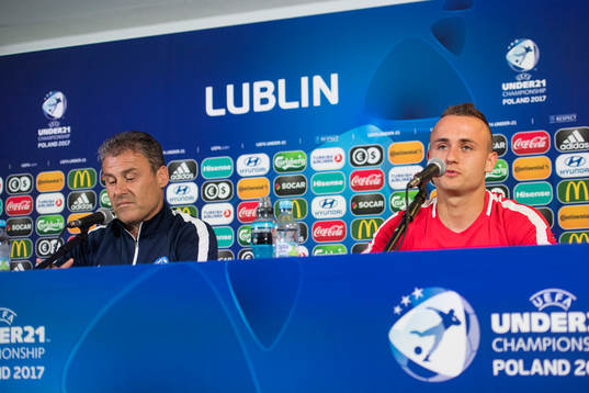 förbundskapten Pavel Hapal och Stanislav Lobotka