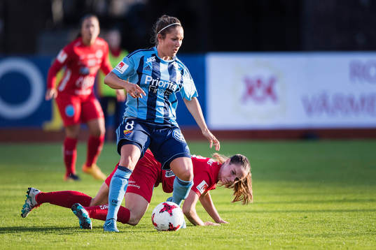 Djurgårdens Michelle Wörner och Örebros Hanne Gråhns