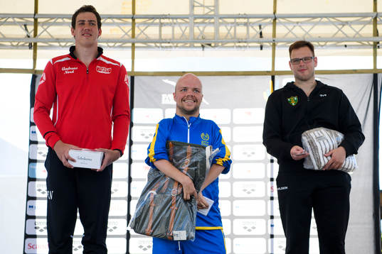 a Mikael Fredriksson, 2:a Andreas Nordh och 3:a Sebastian Karlsson under dag 2 av SM-veckan 2017 den 1 juli 2017 i Borås.