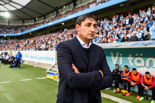 Vardars tränare Goce Sedloski före fotbollsmatchen i kvalet till Champions League mellan Malmö FF och Vardar den 12 juli 2017 i Malmö.