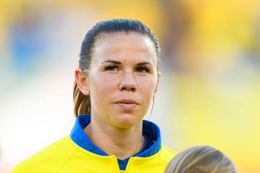 Sveriges Jessica Samuelsson vid lineup innan