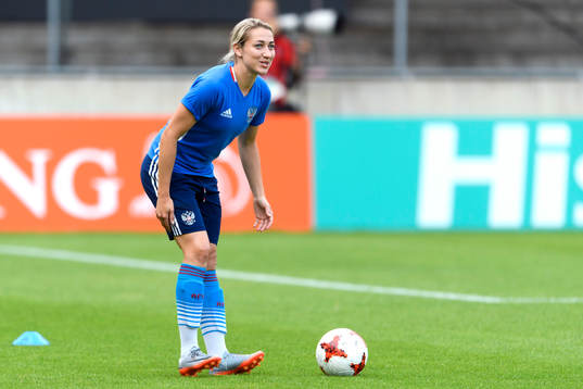 Elena Danilova på en träning med det ryska landslaget