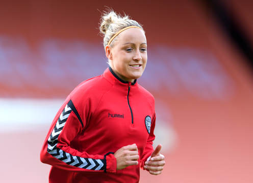 Sanne Troelsgaard på en träning med det danska landslaget