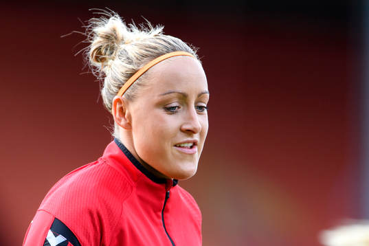 Sanne Troelsgaard på en träning med det danska landslaget
