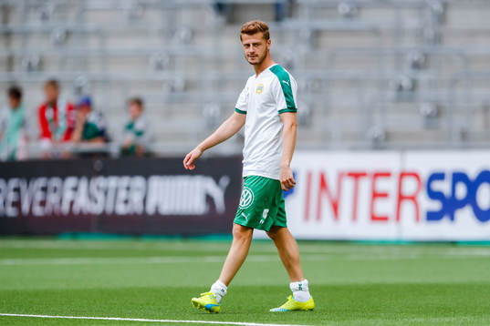 Hammarbys Rebin Asaad före fotbollsmatchen i Allsvenskan
