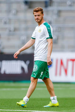 Hammarbys Rebin Asaad före fotbollsmatchen i Allsvenskan